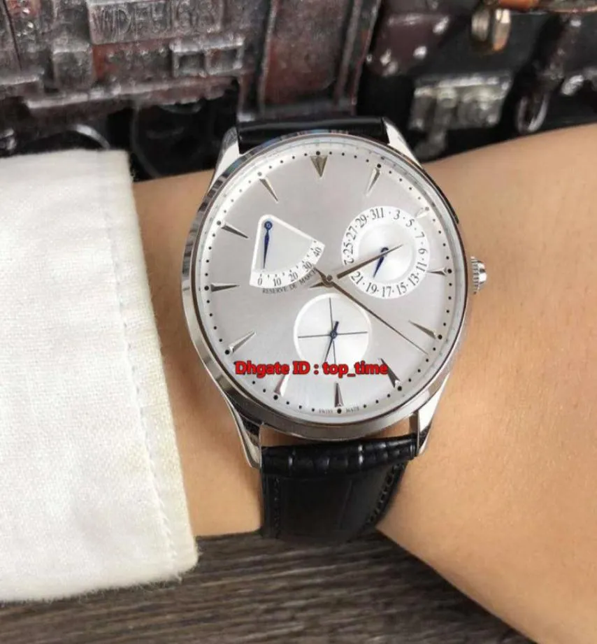 5 Stil Master Ultra İnce Rezerv De Marche Power Reserve 1378420 Otomatik Erkekler İzle Q1378420 Gümüş Dial Deri Kayış Bents WA8816774