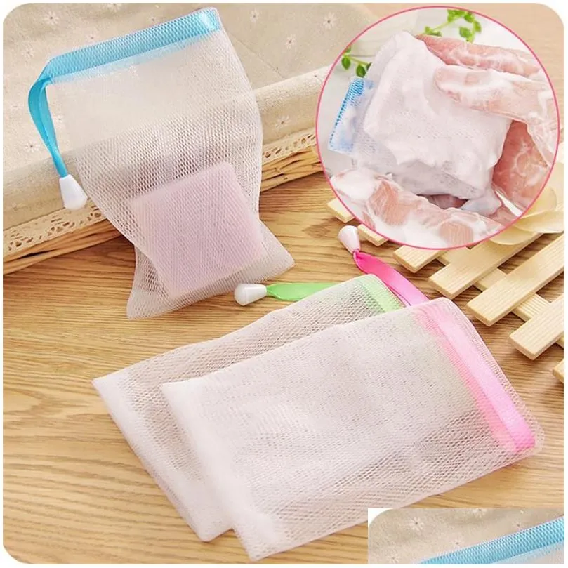 Bath Brushes, Sponges & Scrubbers Fast 9.5X15Cm Soap Blister Mesh Net Foaming Easy Bubble Bag Shower Color Random Drop Delivery Home G Dh7Ty