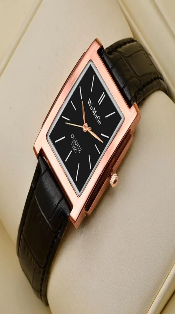 Armbandsur Womage Leather Band Montre Femme 2021 Fashion Casual Rectangle Quartz Women039s Clock Ladies Watch Gift9818866