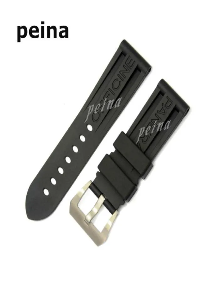 22 mm 24 mm manneux bracelet de montres en caoutchouc en silicone de plongée noire de haut niveau pour panerai bandes1837133