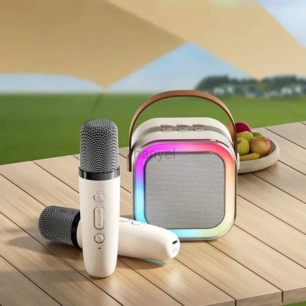 Микрофоны Bluetooth Беспроводной портативный динамик многофункциональный караоке с 1-2 микрофона музыки караоке для детей взрослые дома 240408