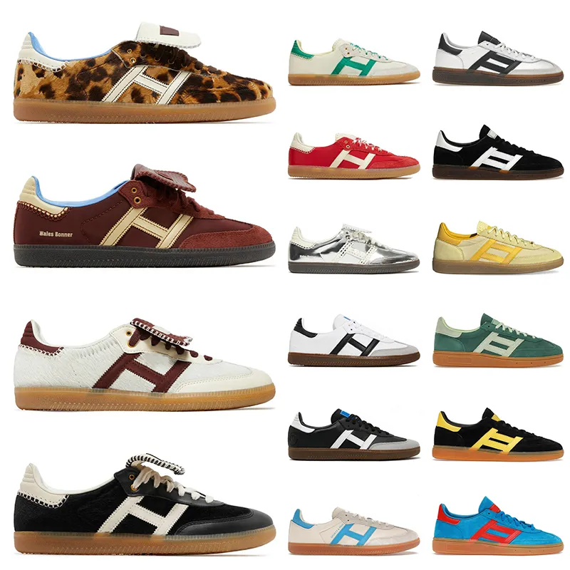 Wales Bonner Designer Buty Casual Buty Kobiety Mens Handball Spezial Sneakers Pony Leopard Nylon Brown Spezials Wegańskie Białe Czarne Cloud Zielone Różowe Płaskie Mokwiny Trenery