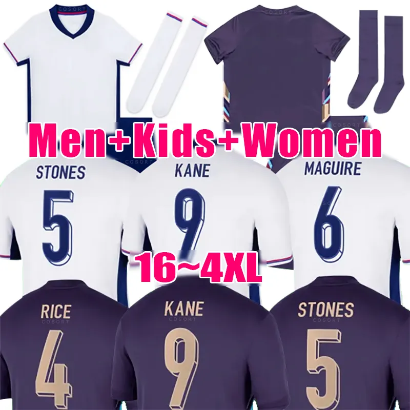 2024 Англии футболка 24 25 футбольная рубашка Bellingham футбольные майки Saka Foden England Стерлинг Гриалиш Национальная команда Kane Football Frush Kit Kit Set Tops