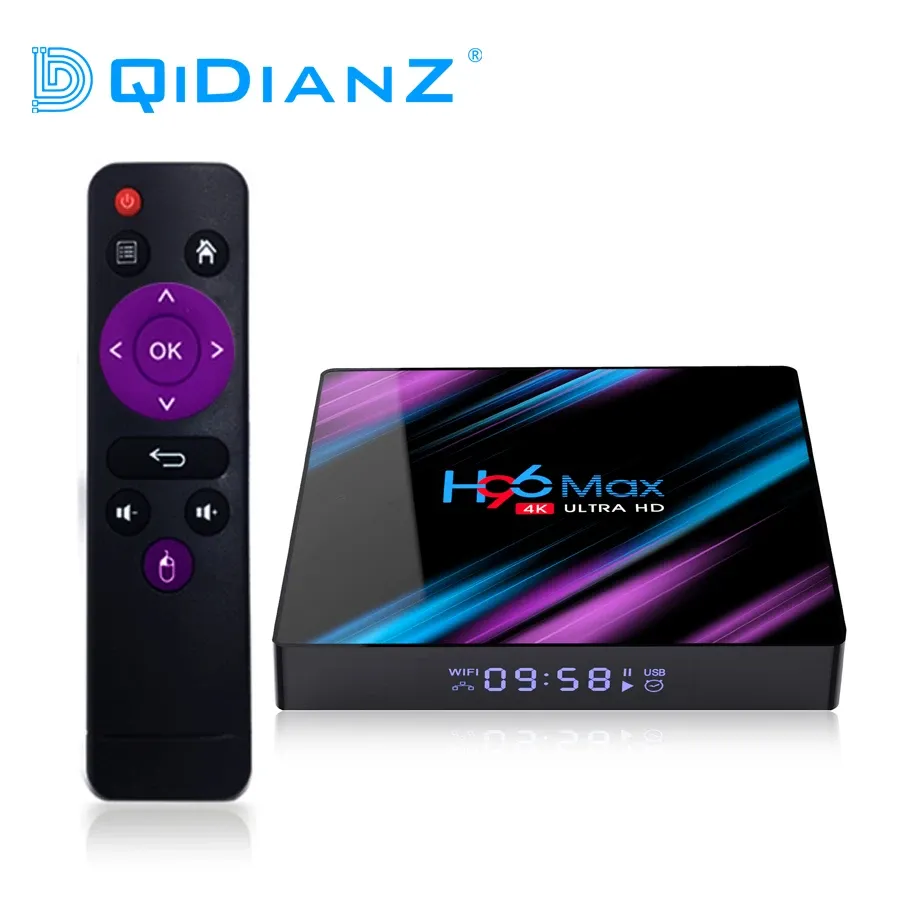 Box Dqidianz Android 10 H96 MAX RK3318 4 CORE 2,4G/5G WiFI 4G 64 GB Android TV Box 2.4/5.0g WiFi BT 4.0 H96MAX TV -Box
