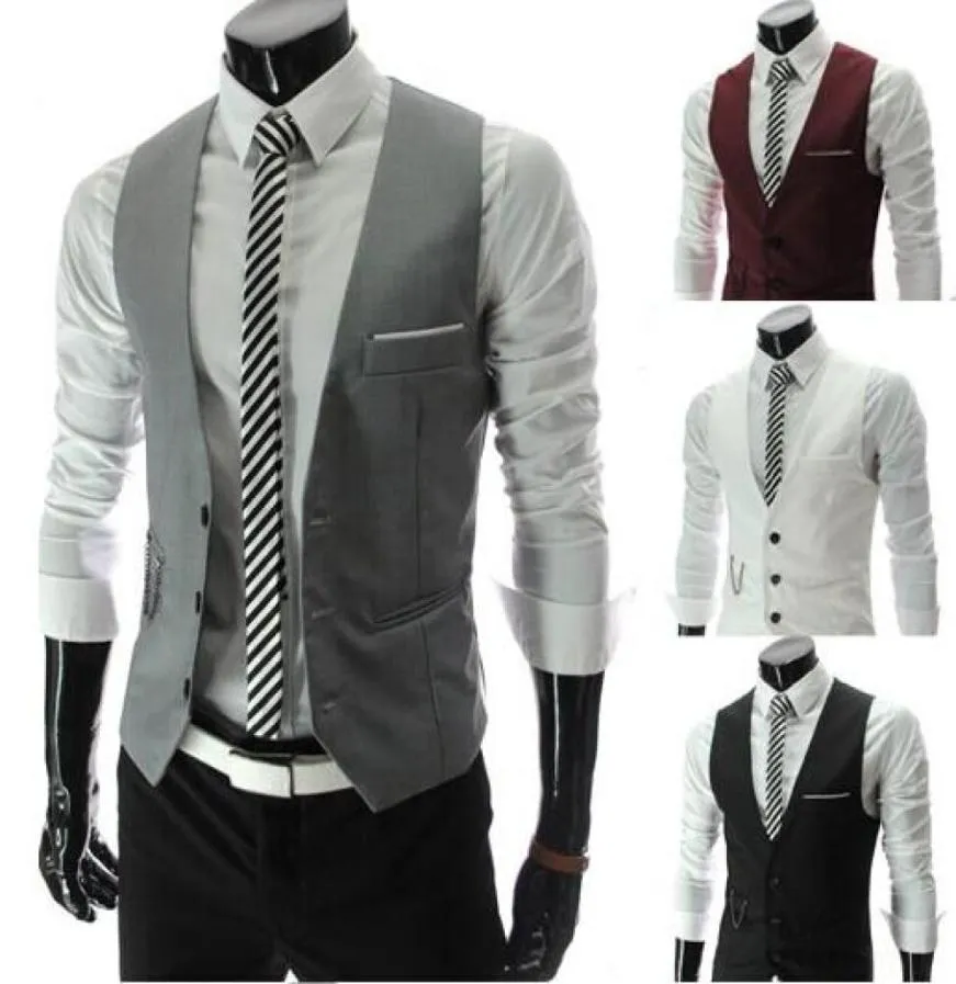 Мужские жилеты Outerwear Groomsmens Vest 2015 Корейская стройная подгоня