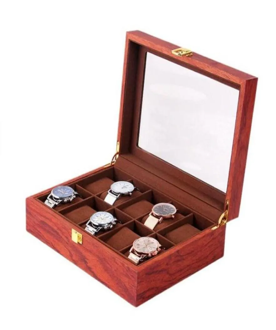 Boîtes de montres Cases 12 grilles Boîte en bois Bulle Colonne Emballage Retro Case Retro Rangement pour hommes Bijoux Valentin039S Gift1235790