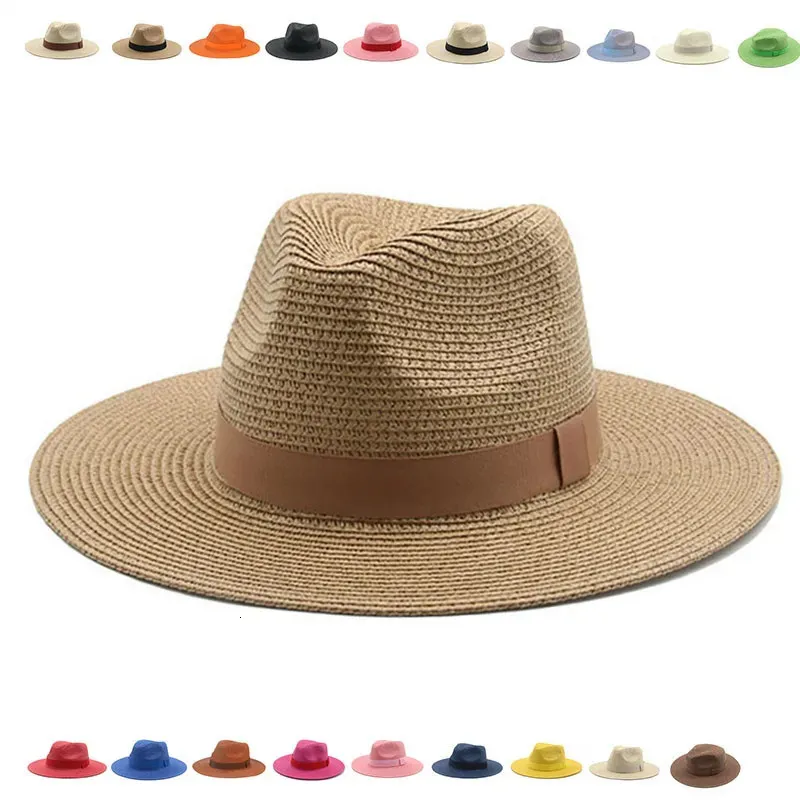 Hattar för kvinnor hink sol hattar band band män hatt halm sommaren panama formell utomhus fest picknick hink hatt hatt sombreros de mujer 240327