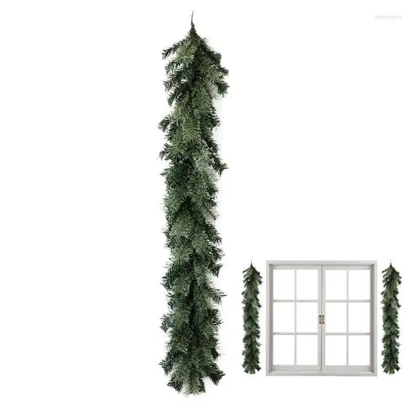 Dekorativa blommor Faux Pine Garland för vintergrön ytterdörr Julkrans Festly Celebration Room Ornaments fönsterväggar