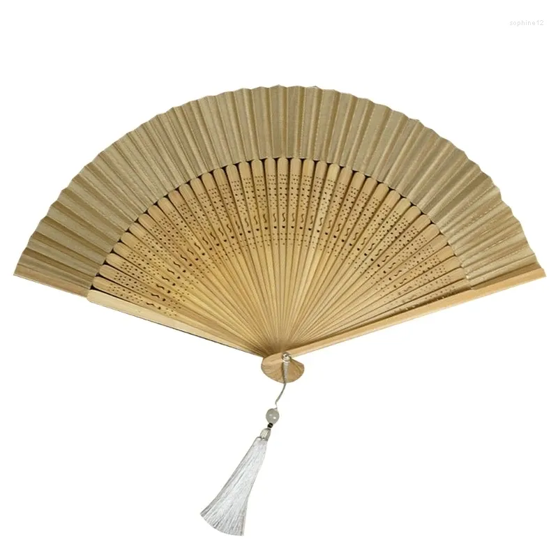 Decorative Figurines Chinese Style Silk Bamboo Fan With Hollowed Out Bone For Picnics And Beach Outings Children Girl Boys Birthday G6KA