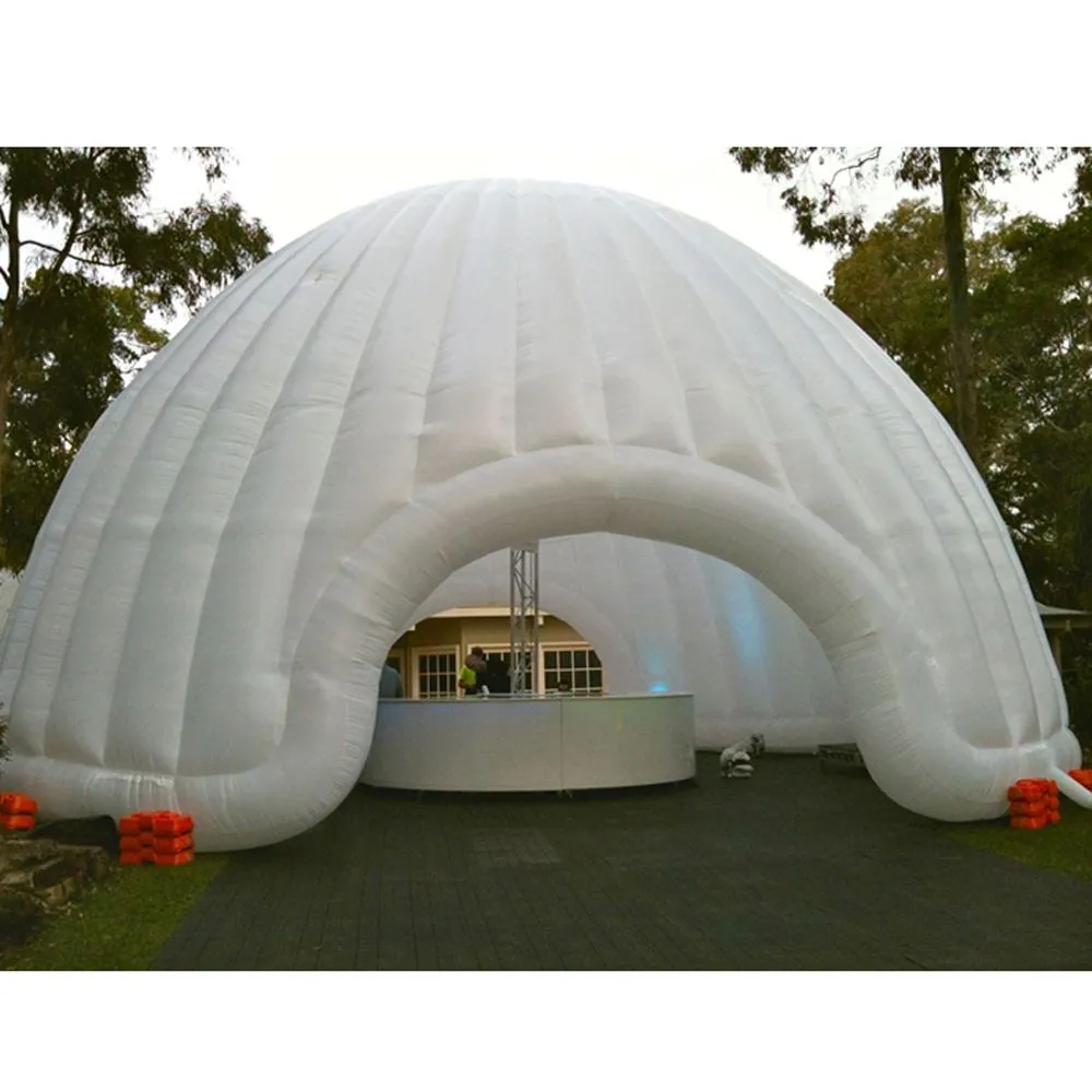 10x10x4,5 mh (33x33x15ft) Dostosowany namiot nadmuchiwany białe powietrze z LED LED Oświetlenie Giant Wedding Pavilion Igloo Party