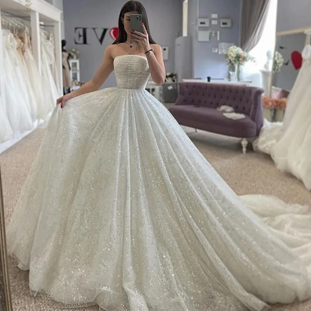 glitter princess wedding dress Girls Pink Sequin Flower Girl Dress Puffy Dress complete with a dreamy sweep train Glitter Tulle Ballgown with Cat-Eye