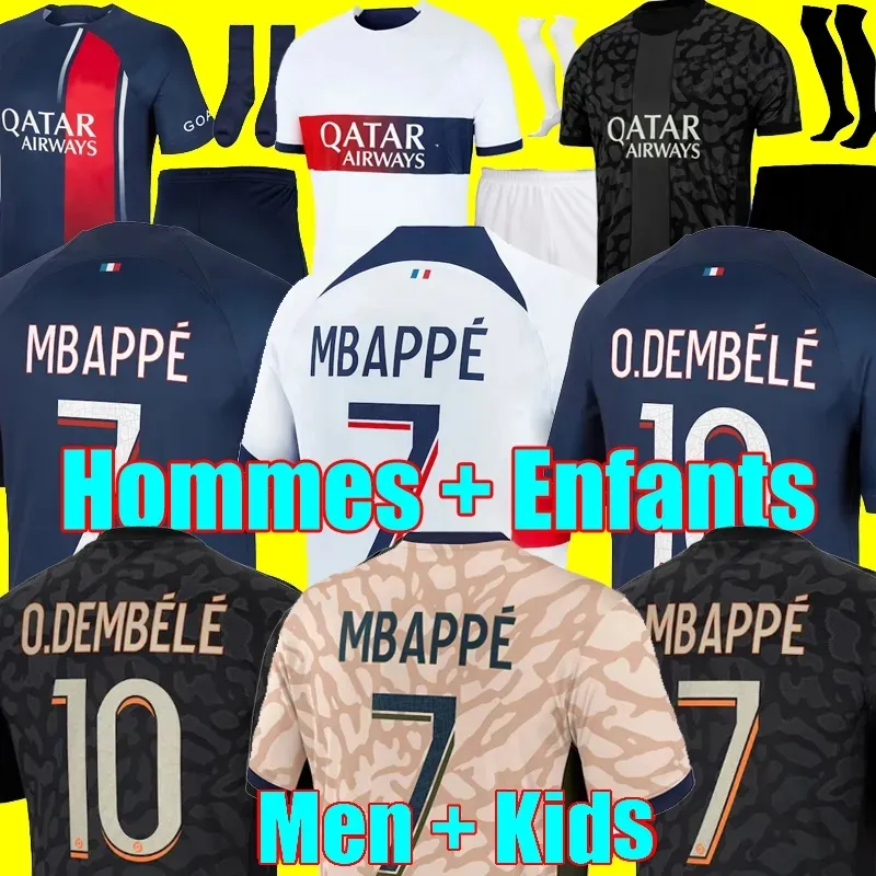 3xl 4xl mbappe Dembele Hernandes Kolo Muani Jerseys de futebol Hakimi Skriniar 2023 2024 Maillots de futebol camisa masculina Kit Kit Desena o uniforme