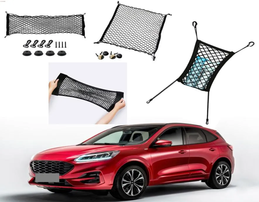 Para Ford Escape Kuga veículo veículo preto Trunk Baggage Organizer armazenamento de nylon Plano Seat Vertical Net7941616