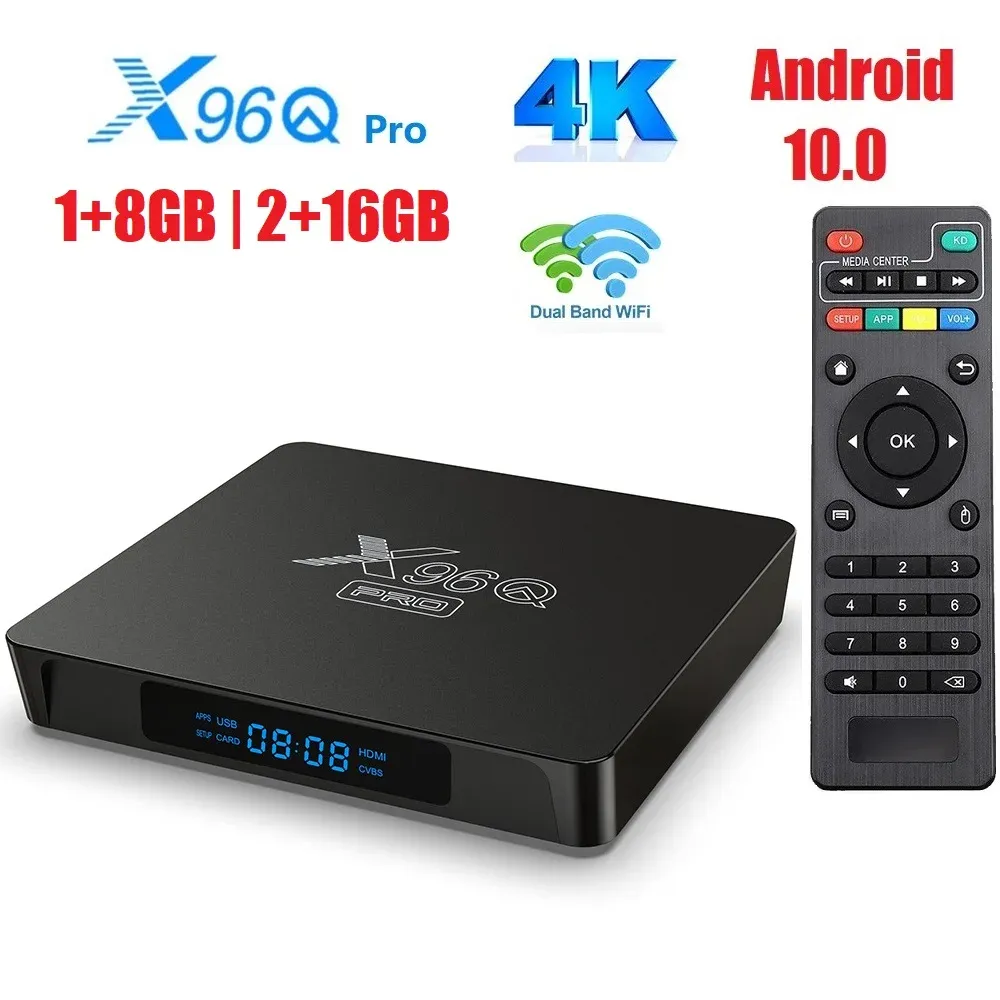 Box X96Q Pro Smart TV Box Android 10.0 Allwinner H313 Quad Core 1+8G 2G 16G ROM 2.4g 5G Dual Wifi 4K HD Set Top Media Player