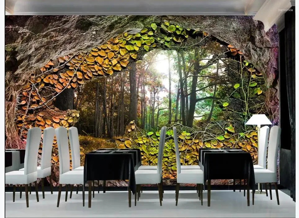 Papéis de parede lindos cenários florestas 3d tridimensionais parede de fundo grande