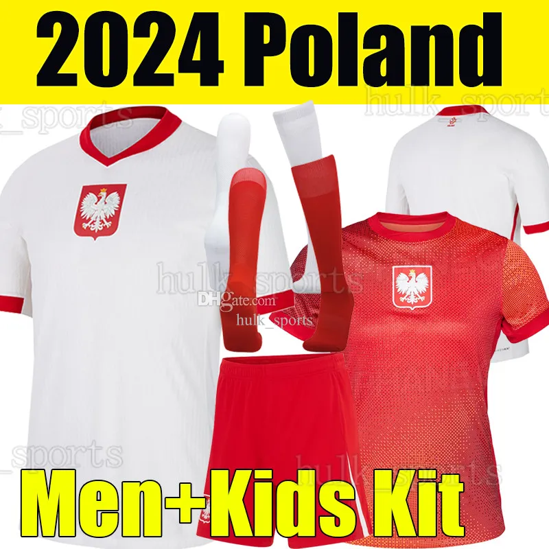 2024 2025 Polands Lewandowski Soccer Jerseys Polonia 24 25 Krychowiak Grosicki Zielinski Milik Zalewski Szymanski Shirt de football polonais Hommes Kits Kits Sock