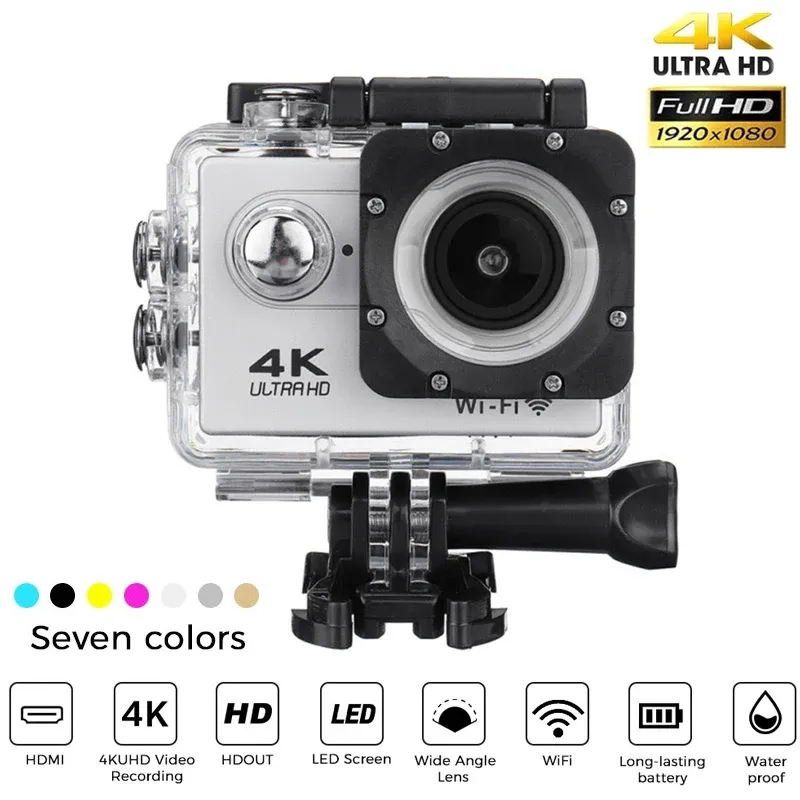 Cameras Ultra HD 4K Action Camera 30fps WiFi 2.0inch 170d تحت الماء مقاوم للماء خوذة التسجيل الكاميرات الرياضية الصغيرة الملحقات