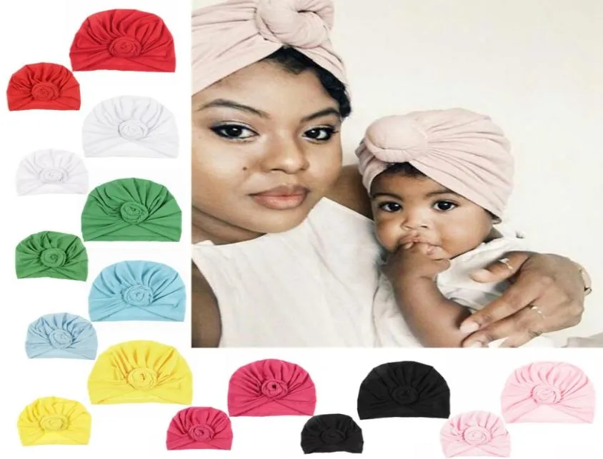 Mommy and Me Cotton Blend Rose Flower Hat Women Girls新生ターバン帽子結び目帽子キャップPOプロペアギフト7006993