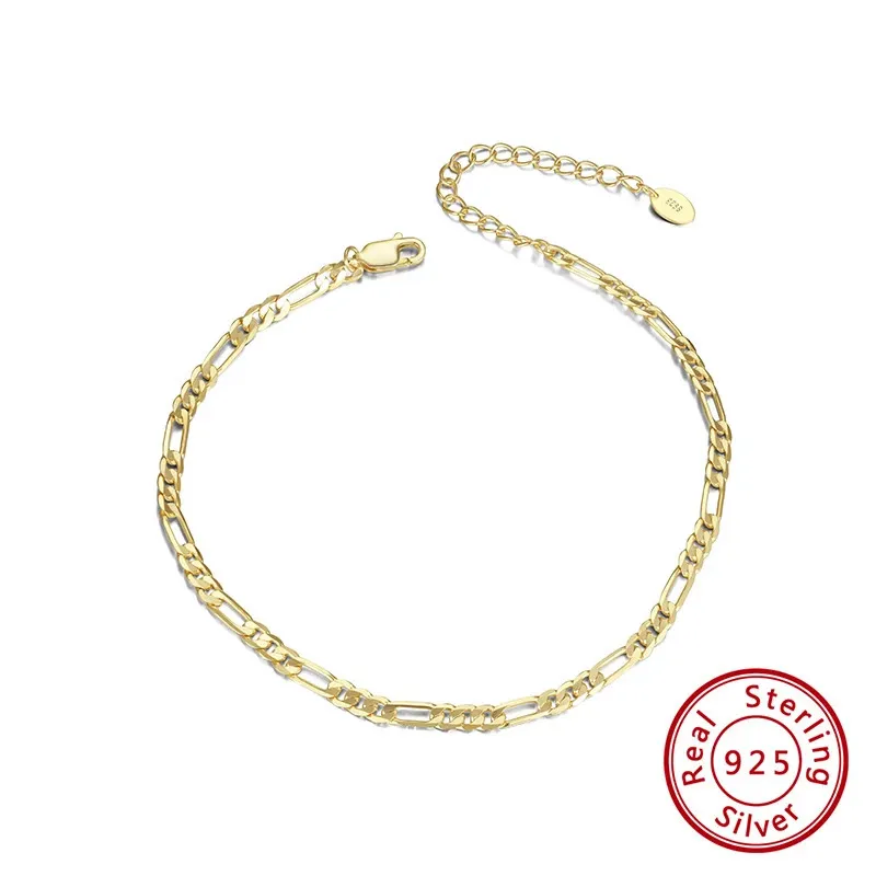 Kiss Mandy Pure 925 Silver Cadle Chain 14k Gold Originte Original Designe Design Design 215 cm Ornamenti SA07 240408