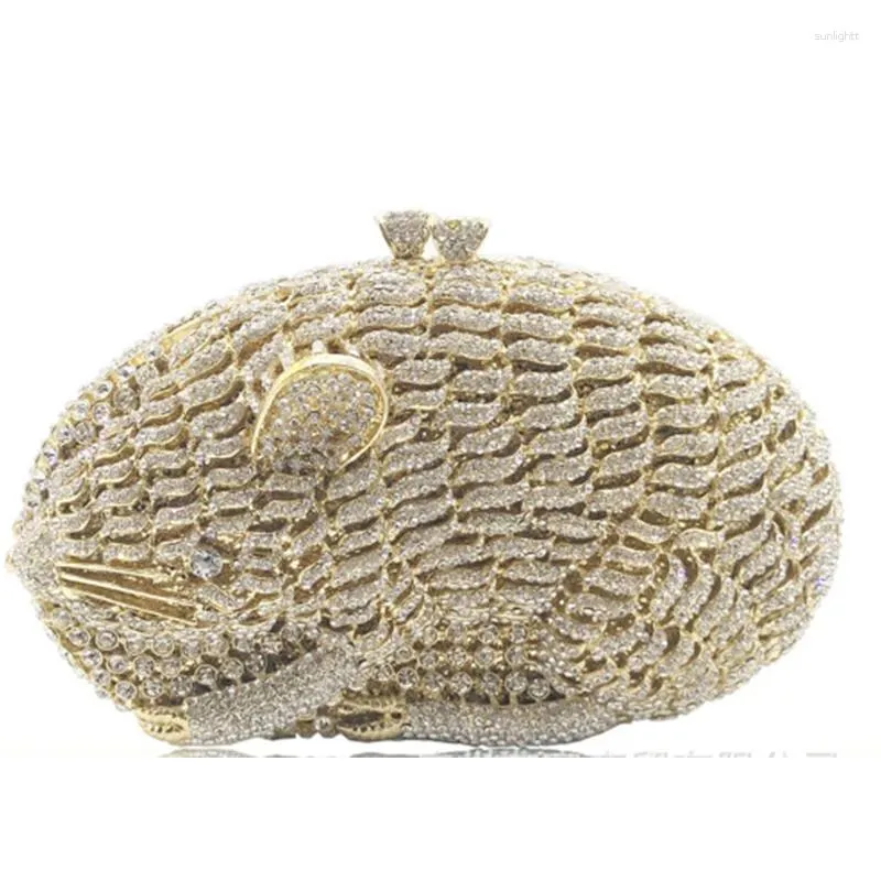 Borse da sera scatola regalo da donna confezionata oro caviglia mini frizioni in metallo abito da sposa cristallo da sposa borsetta