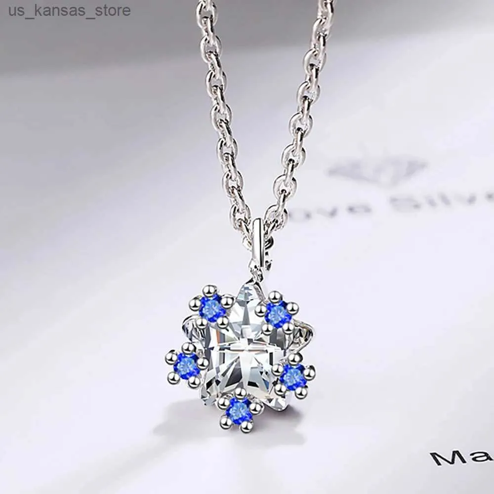 Pendant Necklaces 925 Sterling Silver Snowflake Zircon Pendants Necklaces For Women Fashion Designer Luxury Quality Fine Jewelry GaaBou240408GM8M