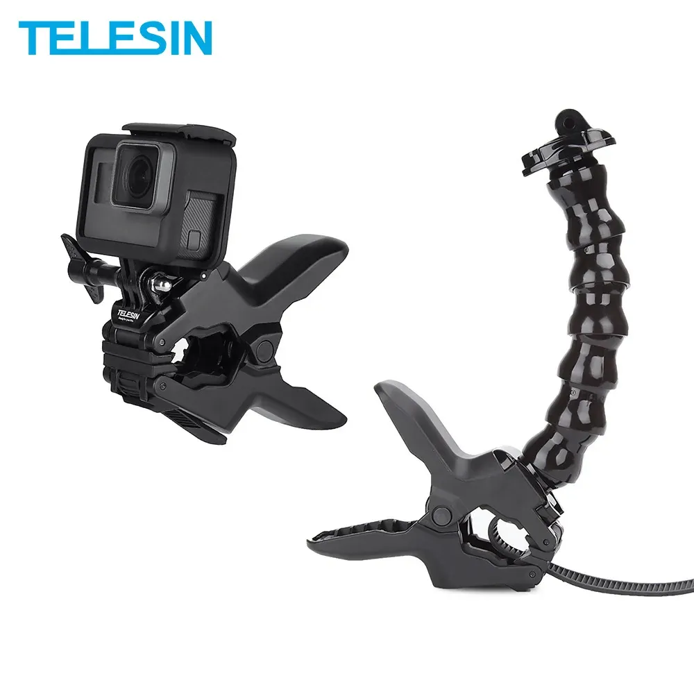 Kameror Telesin Gooseneck Neck Flex Clamp Mount Holder Justerbar för GoPro Hero 10 9 8 7 6 5 4 Insta360 Osmo Action Camera -tillbehör