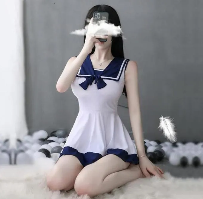 Zestawy odzieży japoński mundur szkolny dla kobiet anime cosplay kostium granatowy dziobowy stroje dziewczęta seksowna bielizna sukienka garnitur Korea Sailor8459316