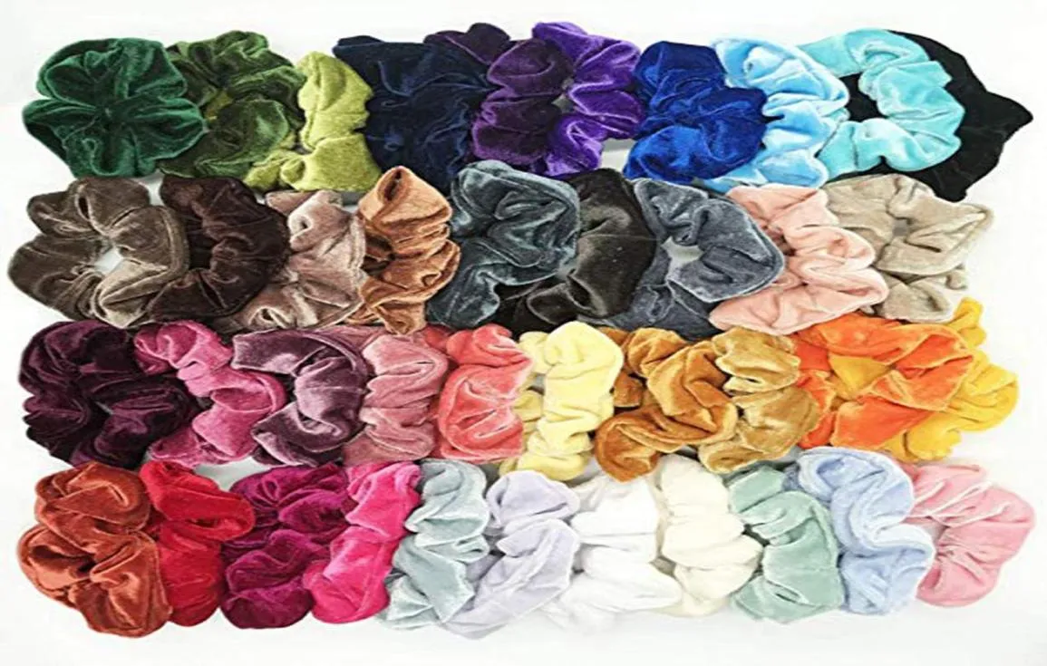 40pcslot fine Bands à cheveux élastiques en velours bon marché Corde à cheveux scrunchy pour les femmes accessoires de toilettage des filles whoel fd8503916