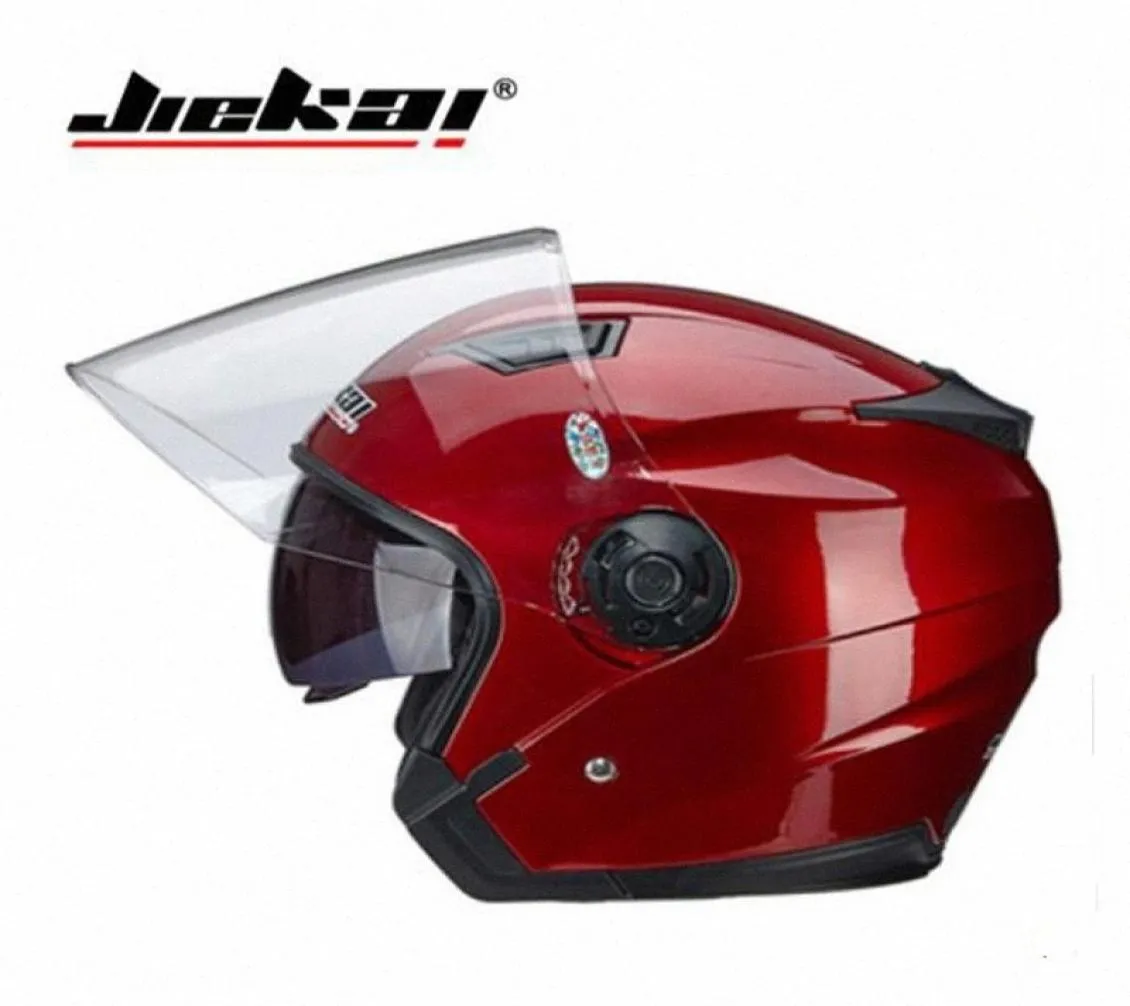 2019 Nieuwe Knight Safety Protection Jiekai dubbele lens motorfiets helmen halve gezicht motorhelm van ABS PC -grootte M L XL XXL LW9R8024600