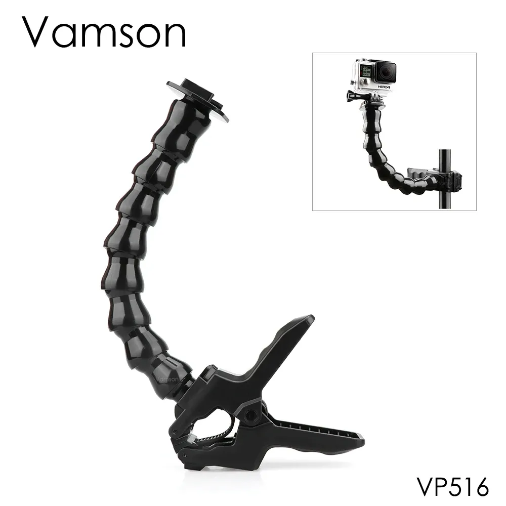 Kameror Vamson för GoPro Accessories käkar flex klämmonterad justerbar hals för GoPro Hero 4 3+ 3 för SJ4000 för Xiaomi för YI VP516