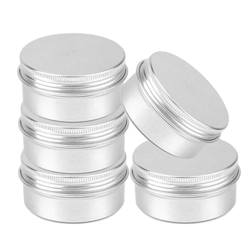 Bouteilles 50pcs 30 / 50g JAR JAR TIN COSMETIC BALM LIP CONTERNEURS DÉSOCATION Nail Crafts Pot Refilable Vis de bouteille Fidre vide Aluminium