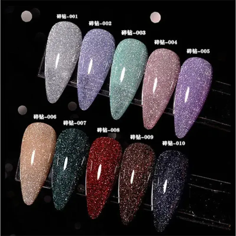 Reflective Glitter Nail Gel Polish Effect Sparkling Soak Off Gel Semi Permanent For Manicure Nail Art UV Nail Gel