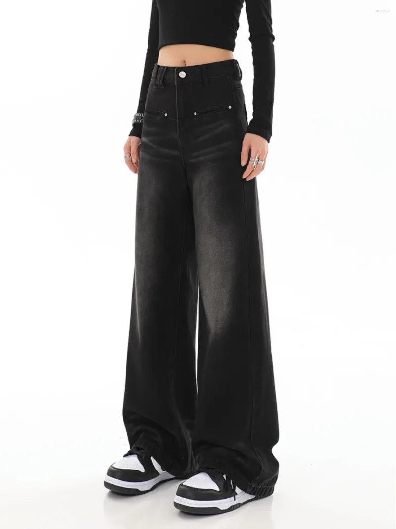 Jeans pour femmes femmes Black Gothic Harajuku Y2K 90S pantalon denim esthétique Pantalon de cowboy à taille haute vintage 2000