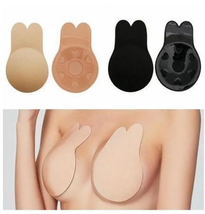 Lady Push Up Bh Strapless Invisible Bra Self Lime Silicone Nipple Cover Stickers Rabbit Ear Cisterlifting Stickers Lyft CH4479329