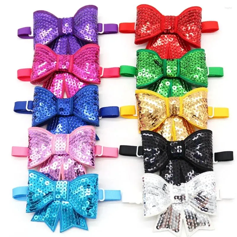 Dog Apparel 50ps Sequin Samll Cat Bowtie Bright Dogs Bow Ties Neckties For Pets Wedding Accessories Grooming Pet Accessorie