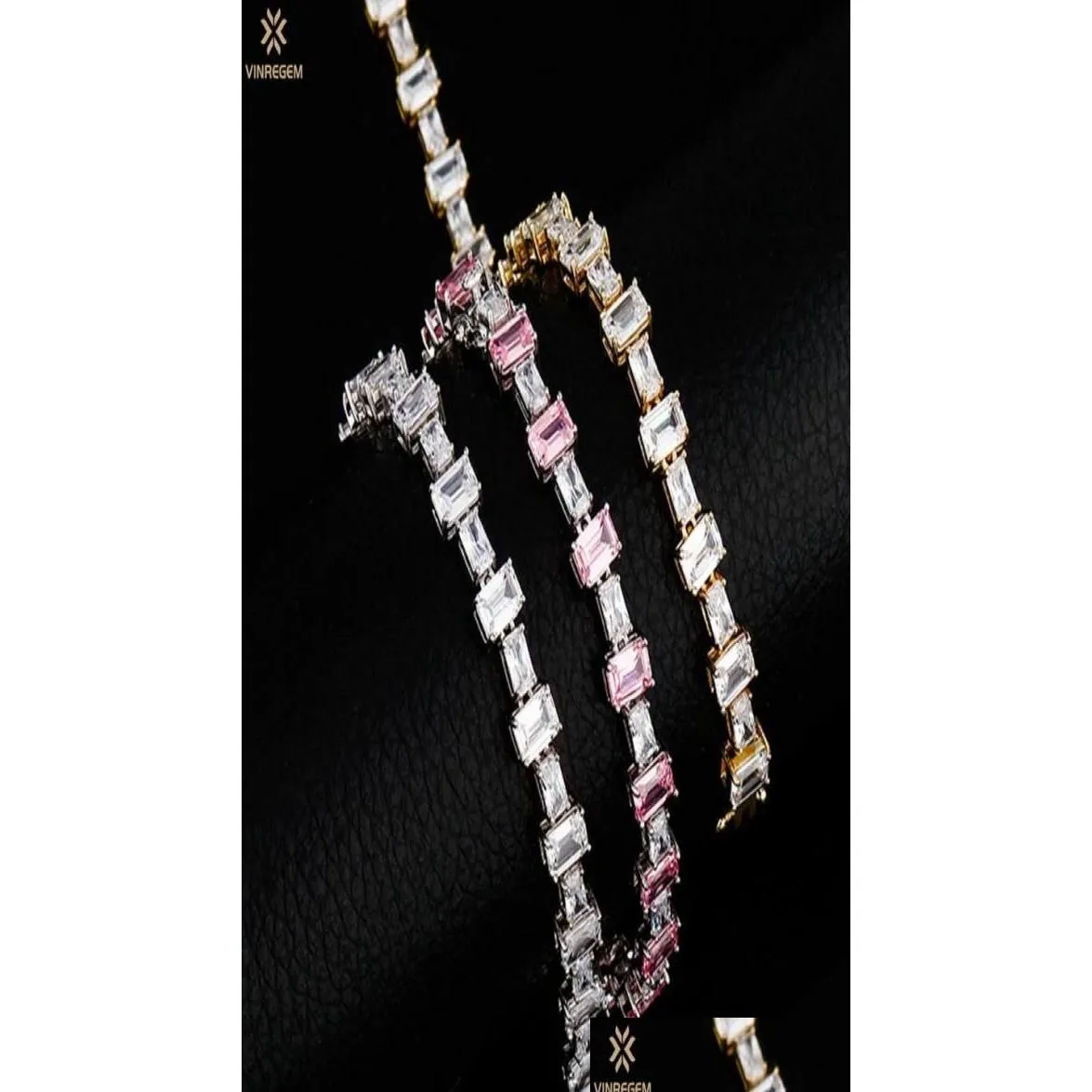 Catene Vinreregem Hip Hop Rock 925 Sterling Sier Creato Creato Moissanite Gemstone Fahion Neckace Collace Bracciale Fine Gioielli Deliping Del Dhbop