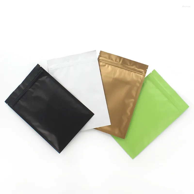 Gift Wrap Resealable Matte Black White Green Gold Aluminum Foil Gifts Pouches Flat Plastic Package Bags For Small Business 50 Pcs