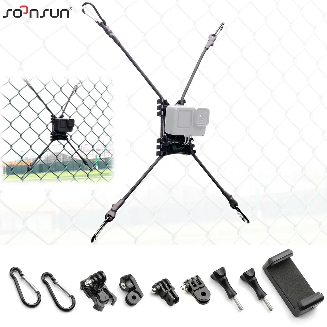 Cameras SOONSUN Fence Mount For GoPro Hero Chain Link Fence Backstop
