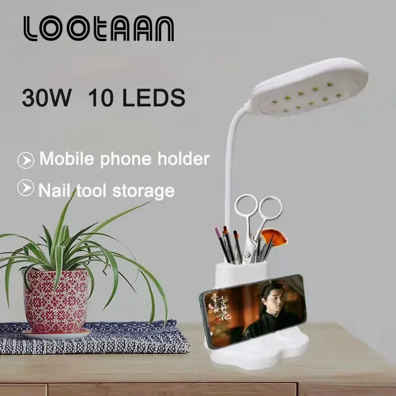 Dryers Lootaan 1pc 30w 10 Leds Nail Lamp Dryer Hine Rechargeable Portable Quick Drying Gel Nail Polish Dryer Professional Led Lights