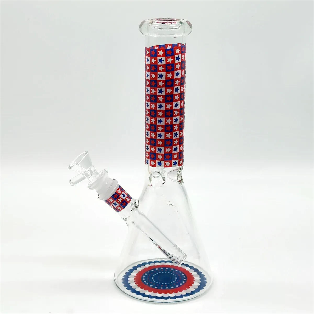 10 pouces en verre Bongs Us Strip Flag Blue Whit Cube Styles Star Star Heary Bong Bong Traingl Oil Pièces Bubbler Pipe d'eau Bong Tobac Fument de 14 mm Bol