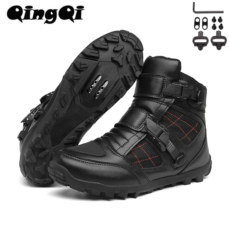 Chaussures QQJCS490 Chaussures de moto pour hommes hiver Mtb Cycling Chaussures Bélo