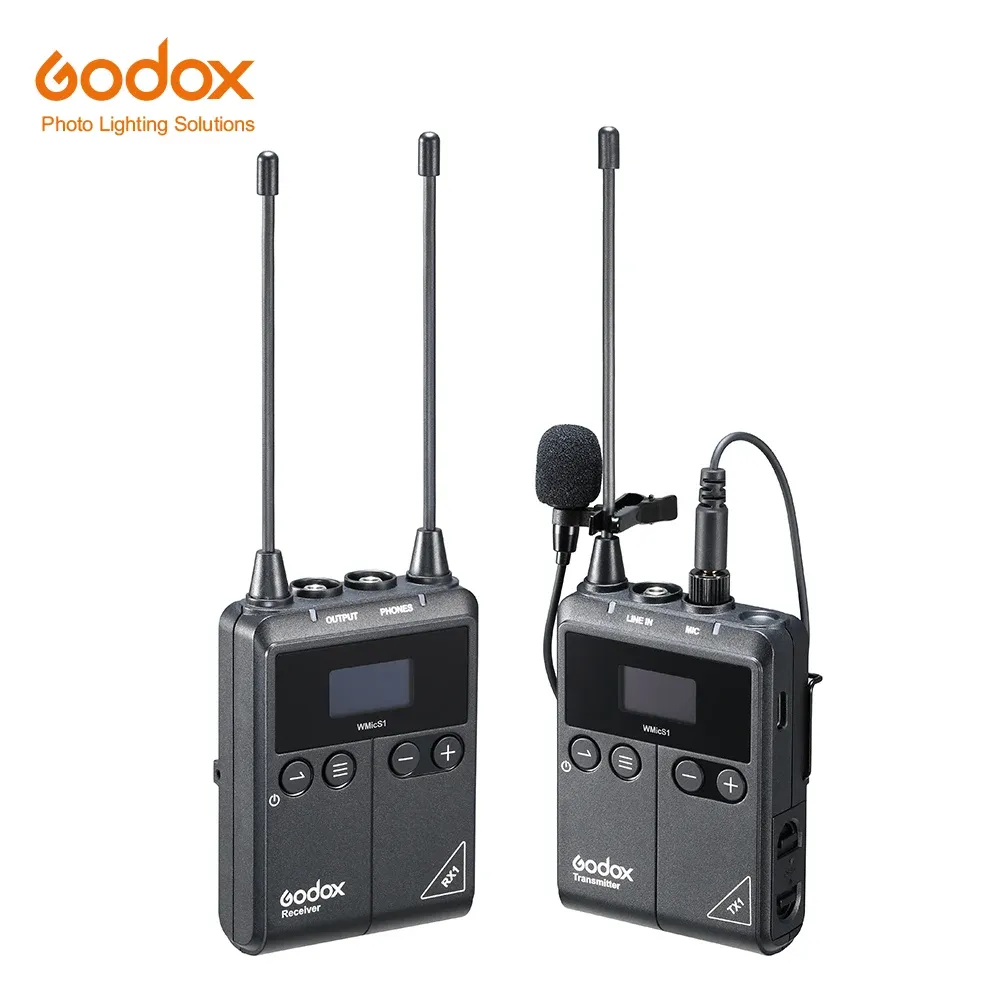 Microphones Godox WMICS1 Émetteur avec récepteur UHF Système de microphone sans fil inquiet sans fil jusqu'à 100 m pour le reflex numérique Sony Nikon Canon