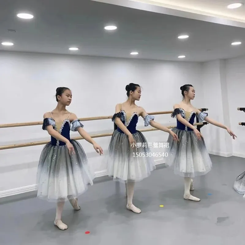 open lace back dress Pink Bow Tutu Ballet Dress Gril Kid Silver Sequin Princess Dress Flower  Dance Competition Performance Stage Dance Costume