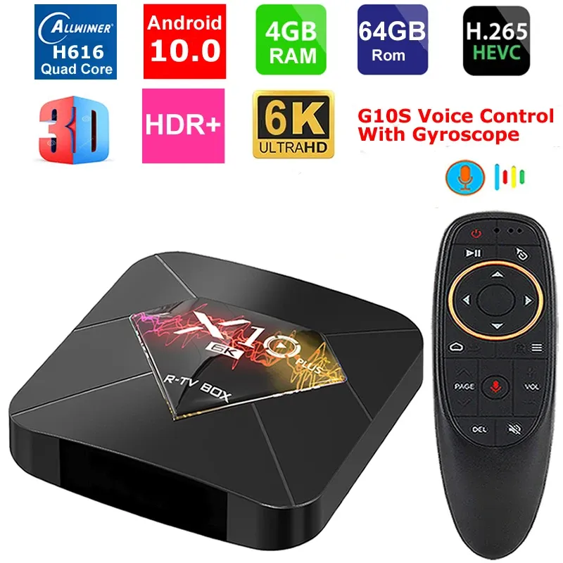 Box x10 Plus Android 10.0 Smart TV Box Allwinner H616 Quad Core 4GB RAM 64GB ROM Media Player WIFI H.265 HDR 6K Dekodowanie