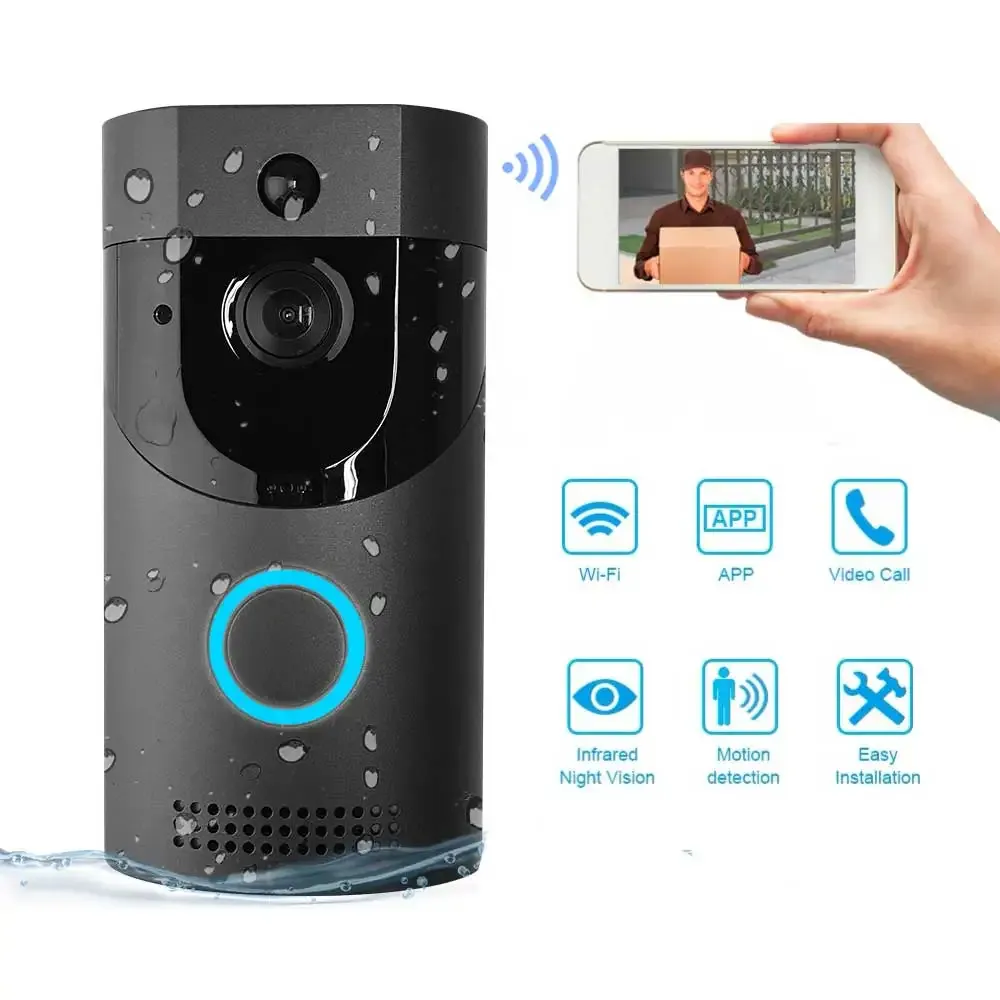 Sonnette de portes AIMITEK B30 WiFi Doorbell Security IP Camera APPERSHERPHOP SMART VIDEO DOOR CHIME 720P INTERNOM sans fil Alarme de sapin IR Vision nocturne