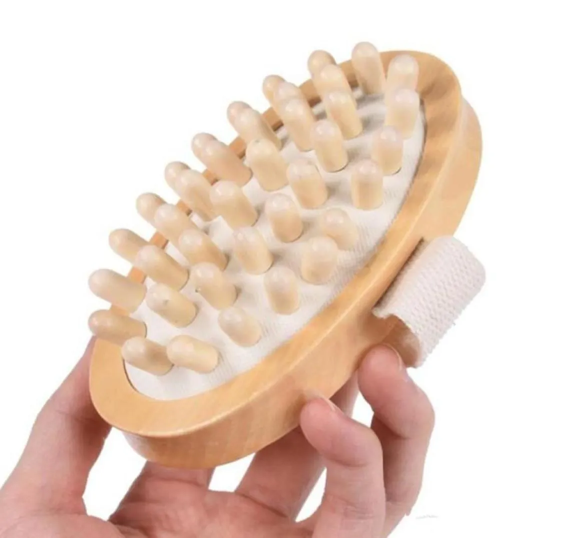 Ny trähanterad naturlig trämassager Bodborste Cellulitreduktion Massagebrush Exfoliate Clean Brush5858574