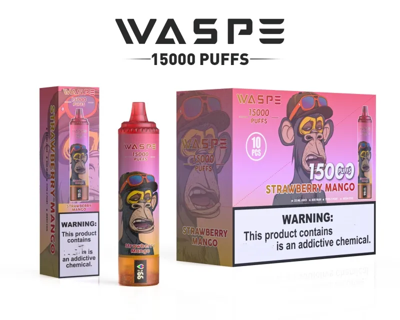 Puff 15k Vaper одноразовые вапины Waspe 15000 Puffs 2024 Новое E -сигаретное устройство 12 вкуса виноградная сетчатая катушка 22 мл 850 мАч аккумулятор Hot Frit Es Se