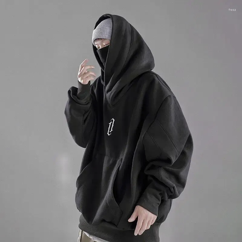 Kvinnors hoodies qweek huvtröjor gotiska harajuku pullover hiphop svart hoodie överdimensionerad bf stil mörk turtleneck casual punk kläder