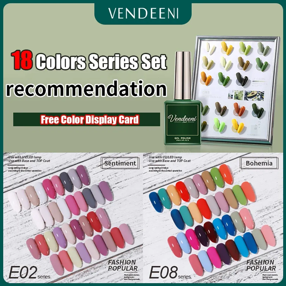 Gel Vendeeni 18 Colore pop/set kit di smalto gel gel ad alta luce giapponese traslucido unghie UV gel vernice vernice pura color gel lacca 15 ml