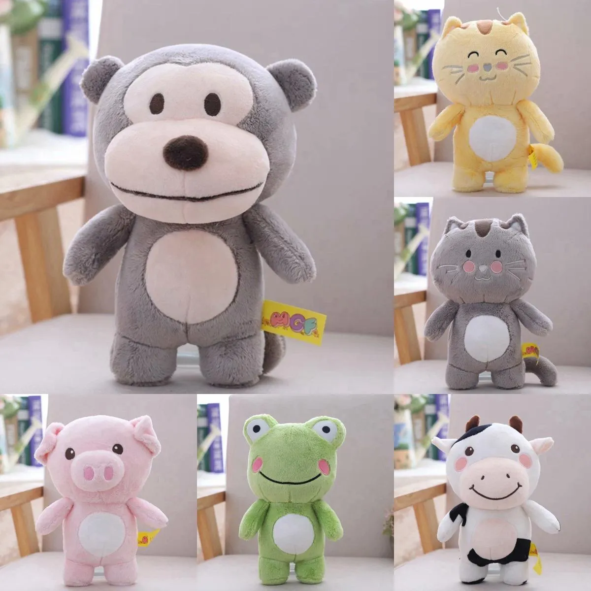 귀여운 만화 동물 봉제 장난감 장난감 핑크 돼지, 토끼, 개구리, 소형, 어린이 인형 선물